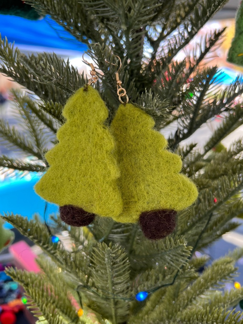 Felted Wool Tree Earrings